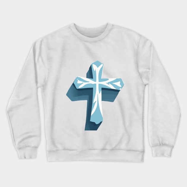 Cross Pastel Blue Shadow Silhouette Anime Style Collection No. 213 Crewneck Sweatshirt by cornelliusy